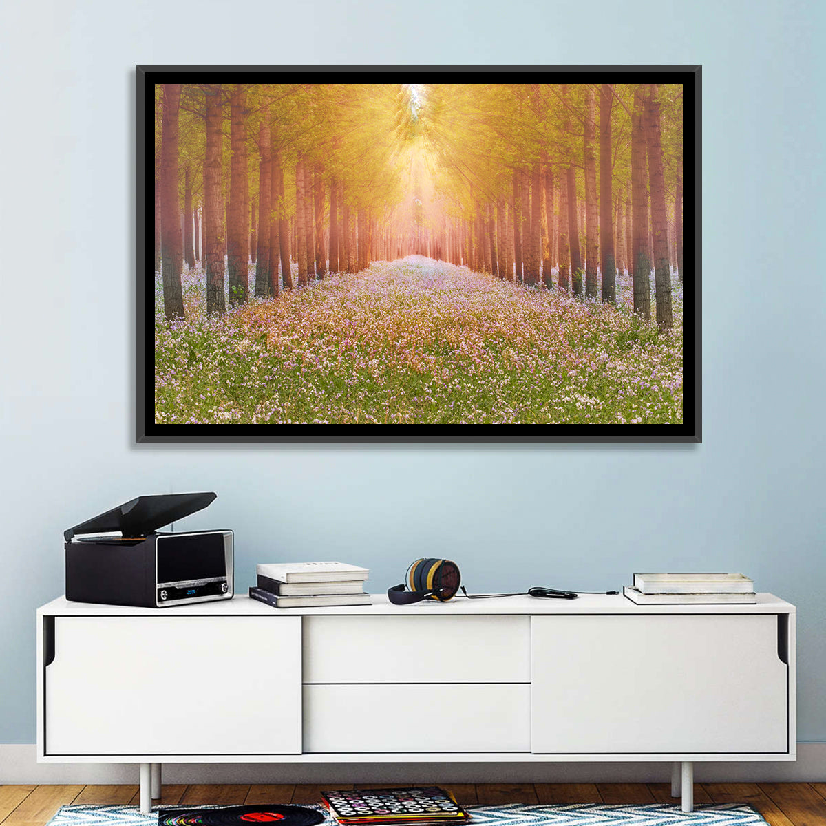 Golden Morning Forest Path Wall Art