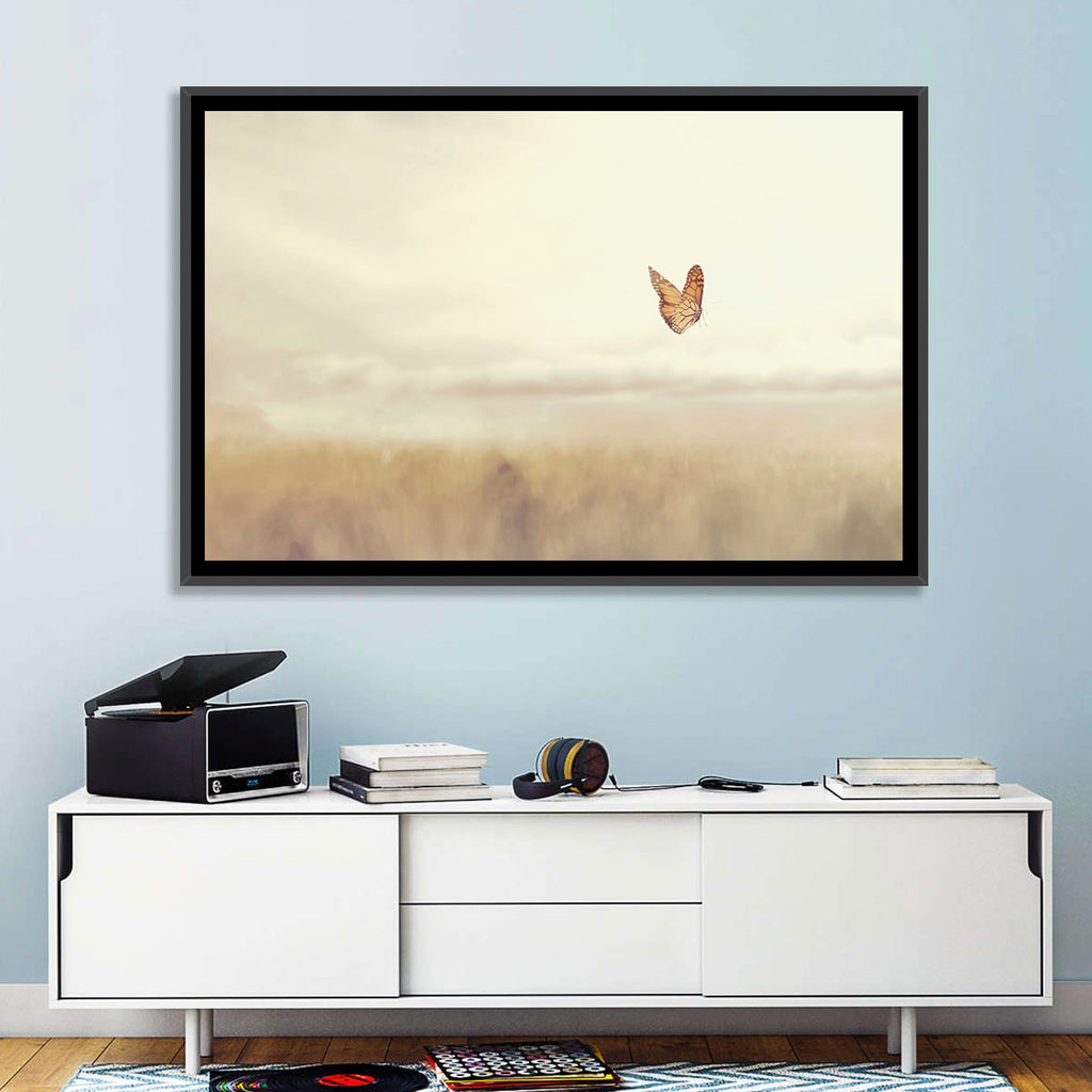 Monarch Over Beige Field Wall Art