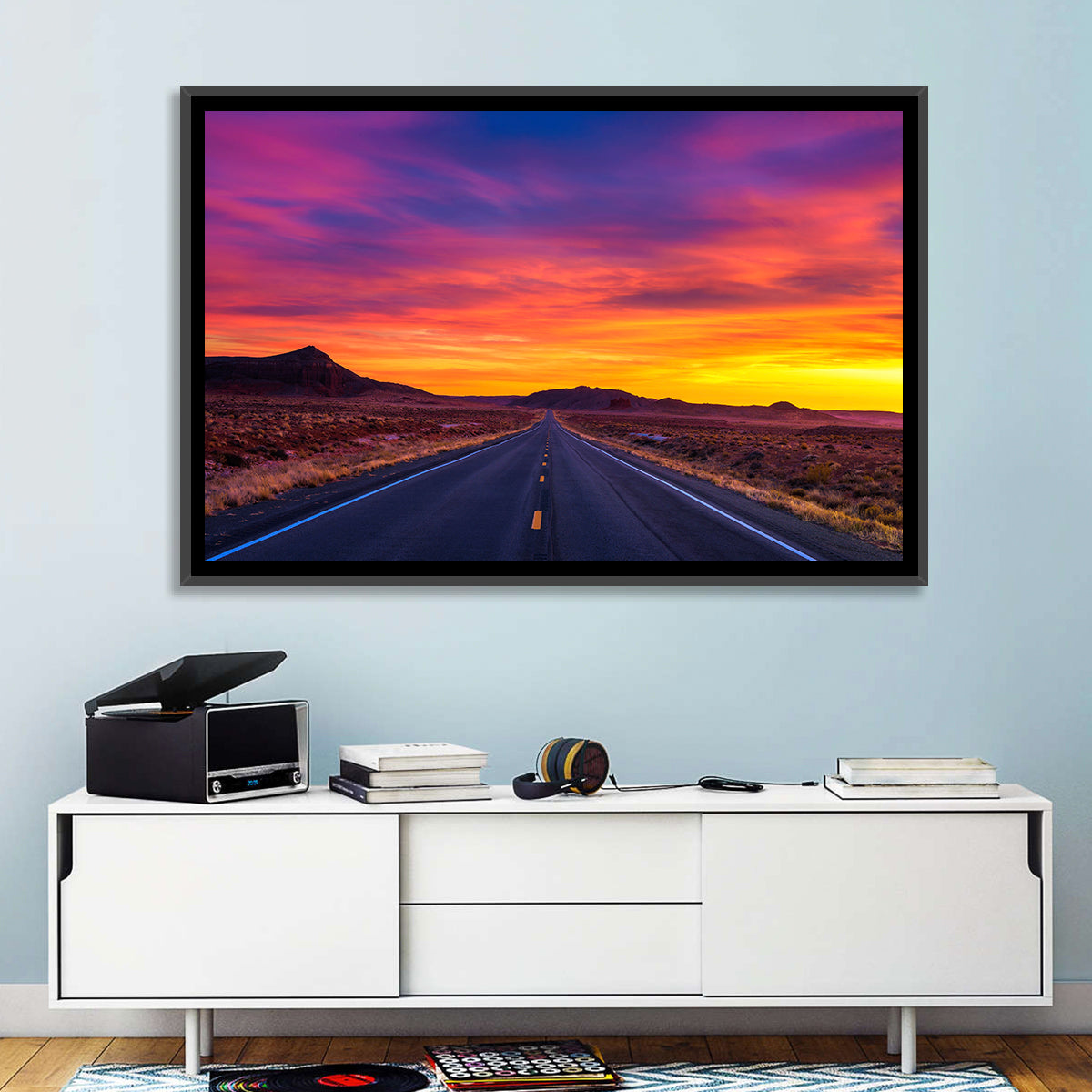 Infinite Desert Road Sunset Wall Art
