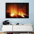 Night Forest Fire Wall Art