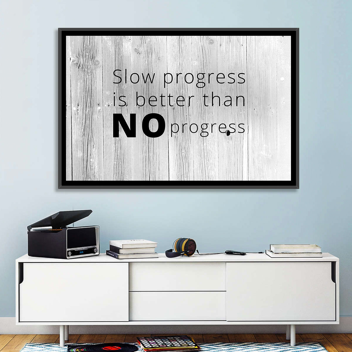 Slow Progress Better Than No Progress, Rustic Gray Wall Art