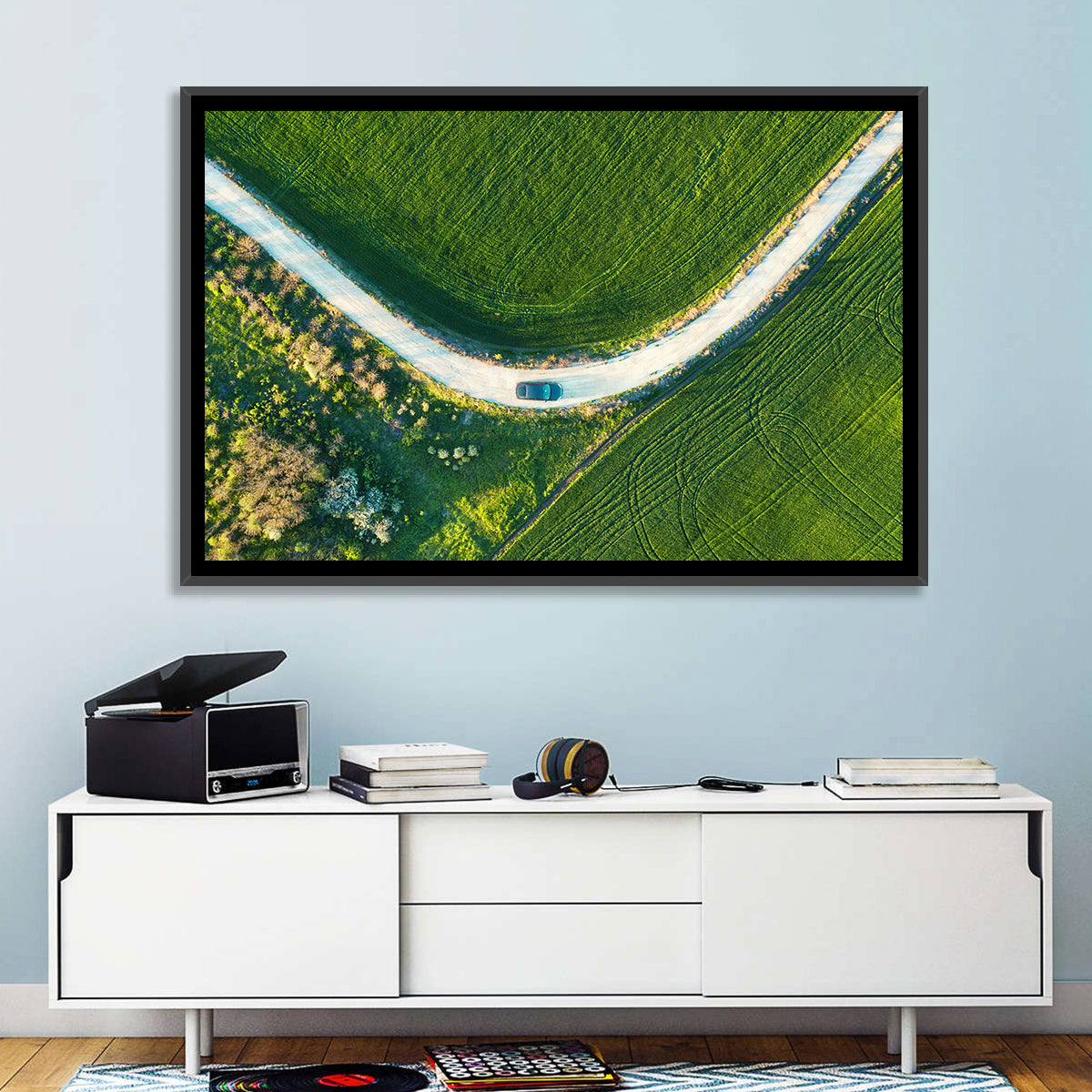 Aerial Farm Fields at Golden Hour Wall Art