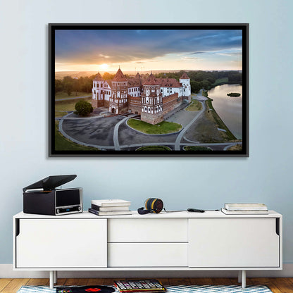 Mir Castle Sunrise Over Lake Wall Art