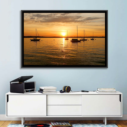 Lake Mendota Golden Sailboats Wall Art
