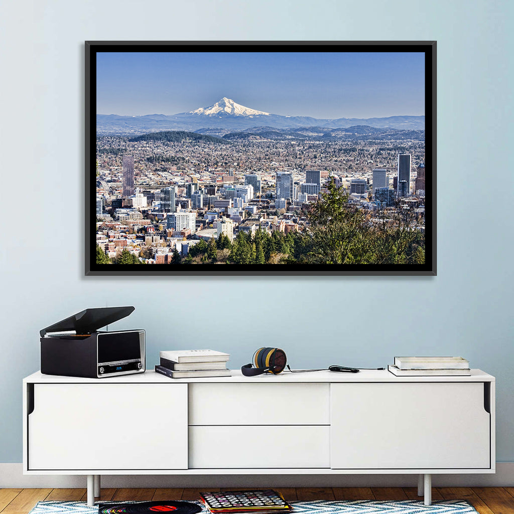 Portland Skyline with Mount Hood Wall Art