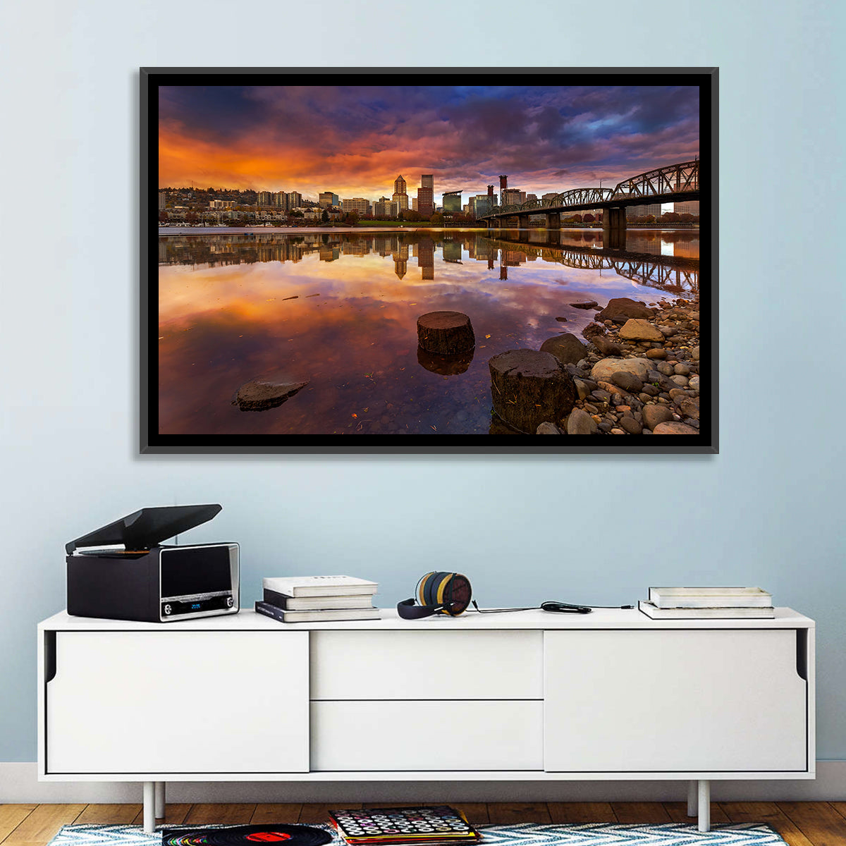 Portland Skyline at Sunset Wall Art