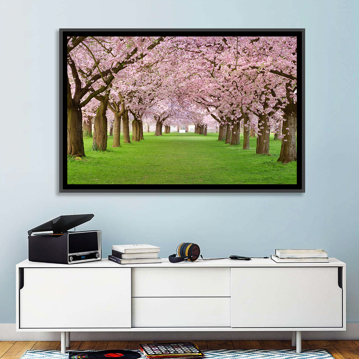 Cherry Blossom Avenue Wall Art in a room, landscape