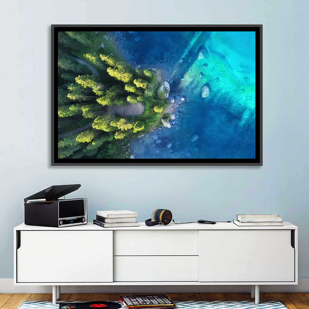 Winding Forest Path by Turquoise Lake Wall Art