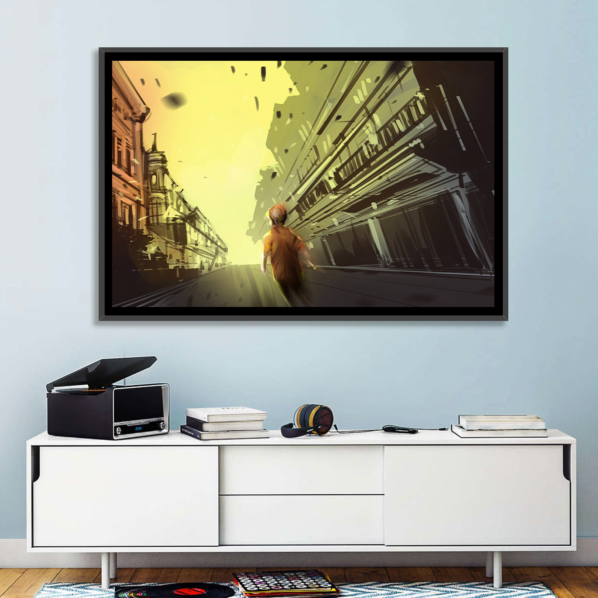 Child Walking Toward Light Wall Art in a room, landscape