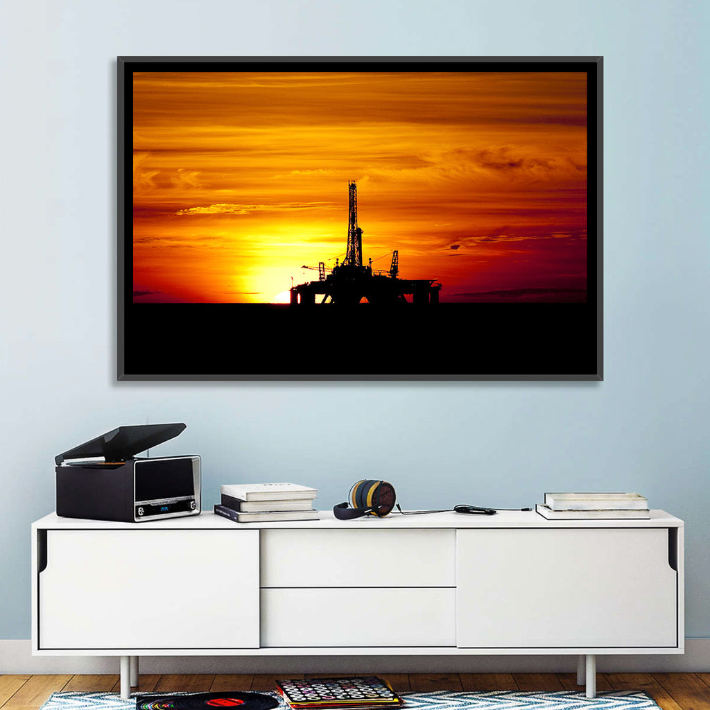 Offshore Oil Rig at Sunset Wall Art