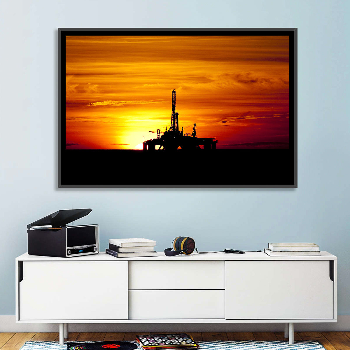 Offshore Oil Rig at Sunset Wall Art