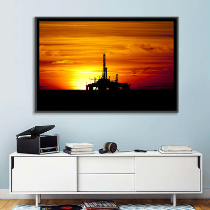 Offshore Oil Rig at Sunset Wall Art