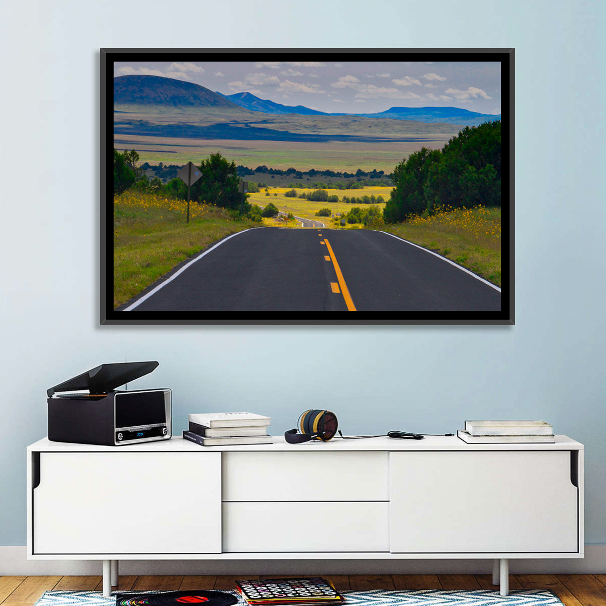 New Mexico Highway Wall Art in a room, landscape