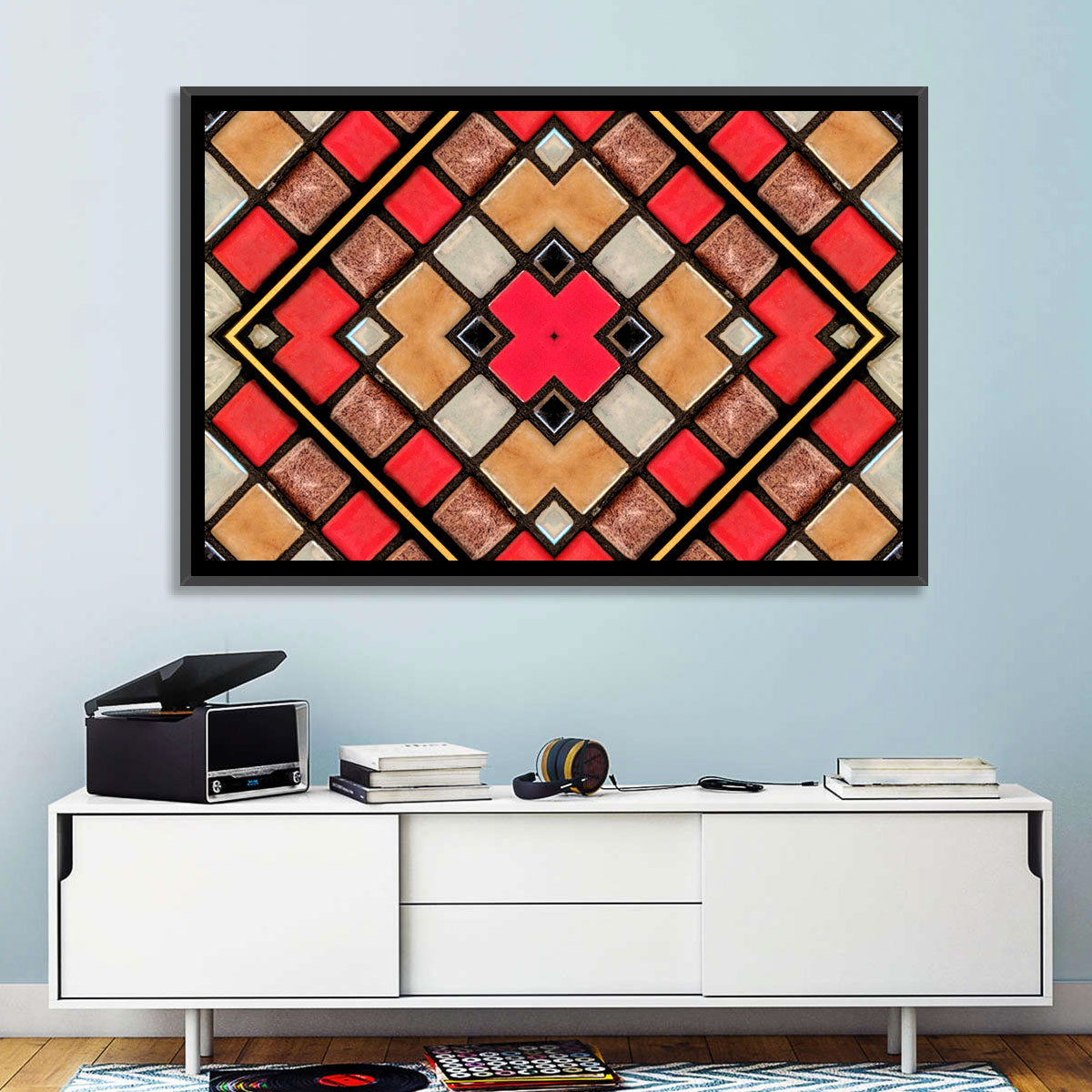 Connected Blocks Wall Art in a room, landscape