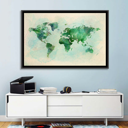 Green World Map Wall Art