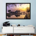 Dutch Canal House at Sunset Wall Art