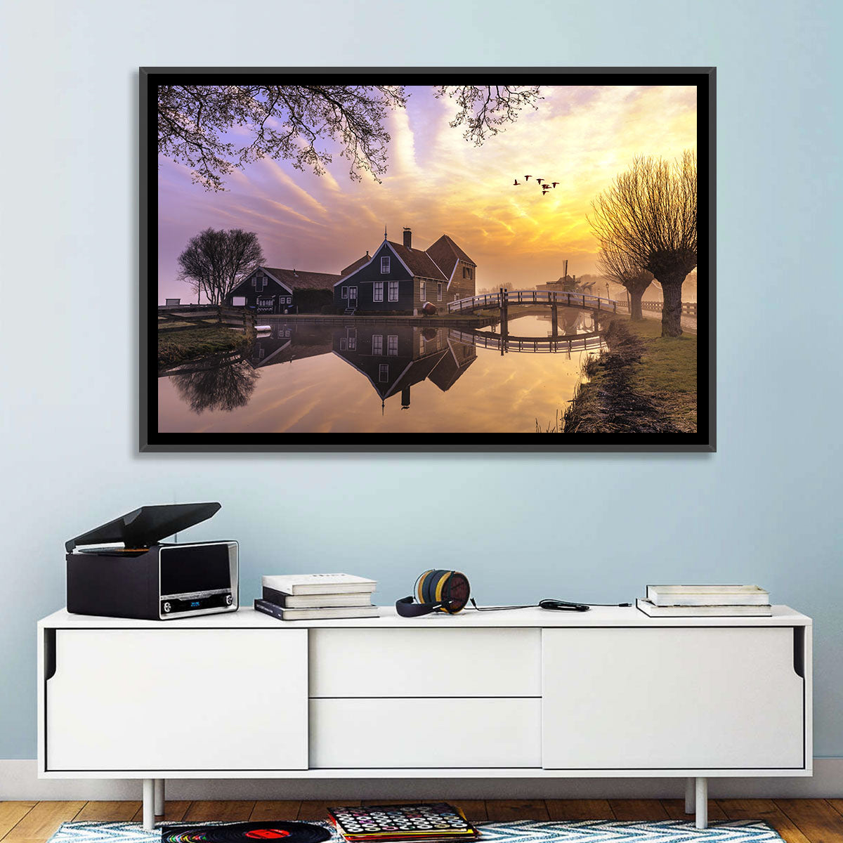 Dutch Canal House at Sunset Wall Art