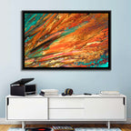 Flowing River Abstract in Orange and Teal Wall Art