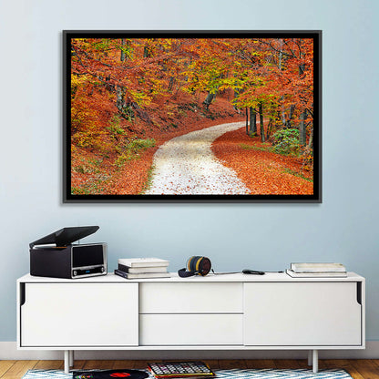 Misty Gravel Path Through Autumn Trees Wall Art