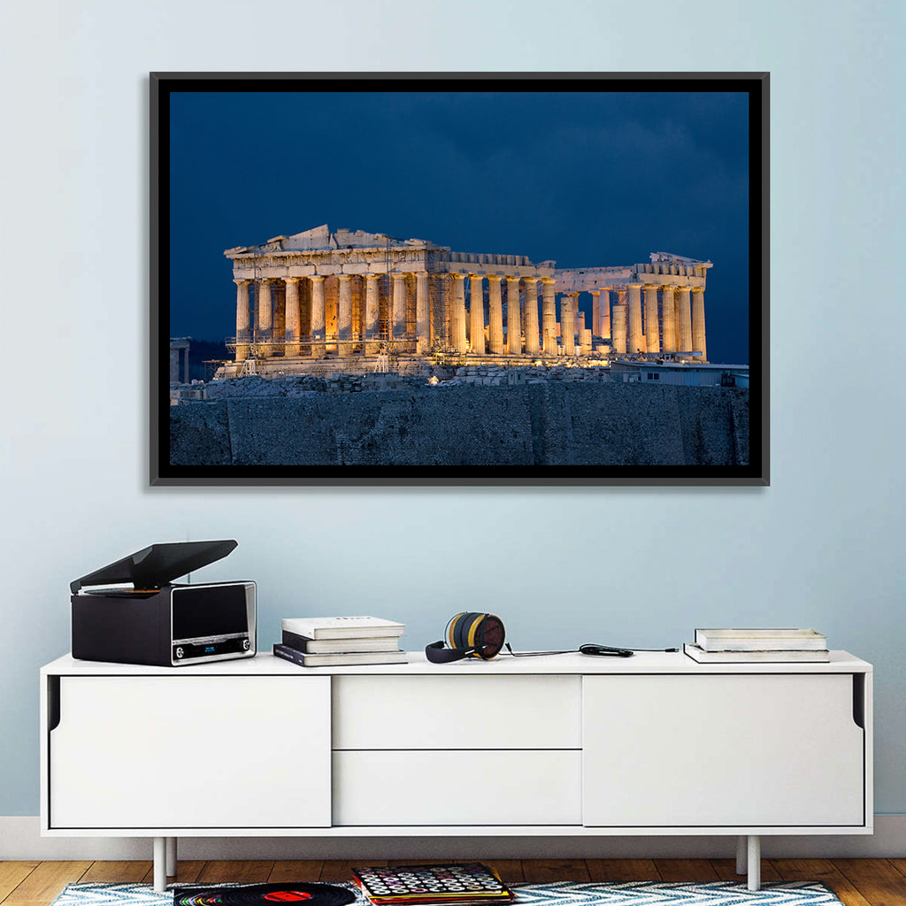 Illuminated Parthenon at Night Wall Art