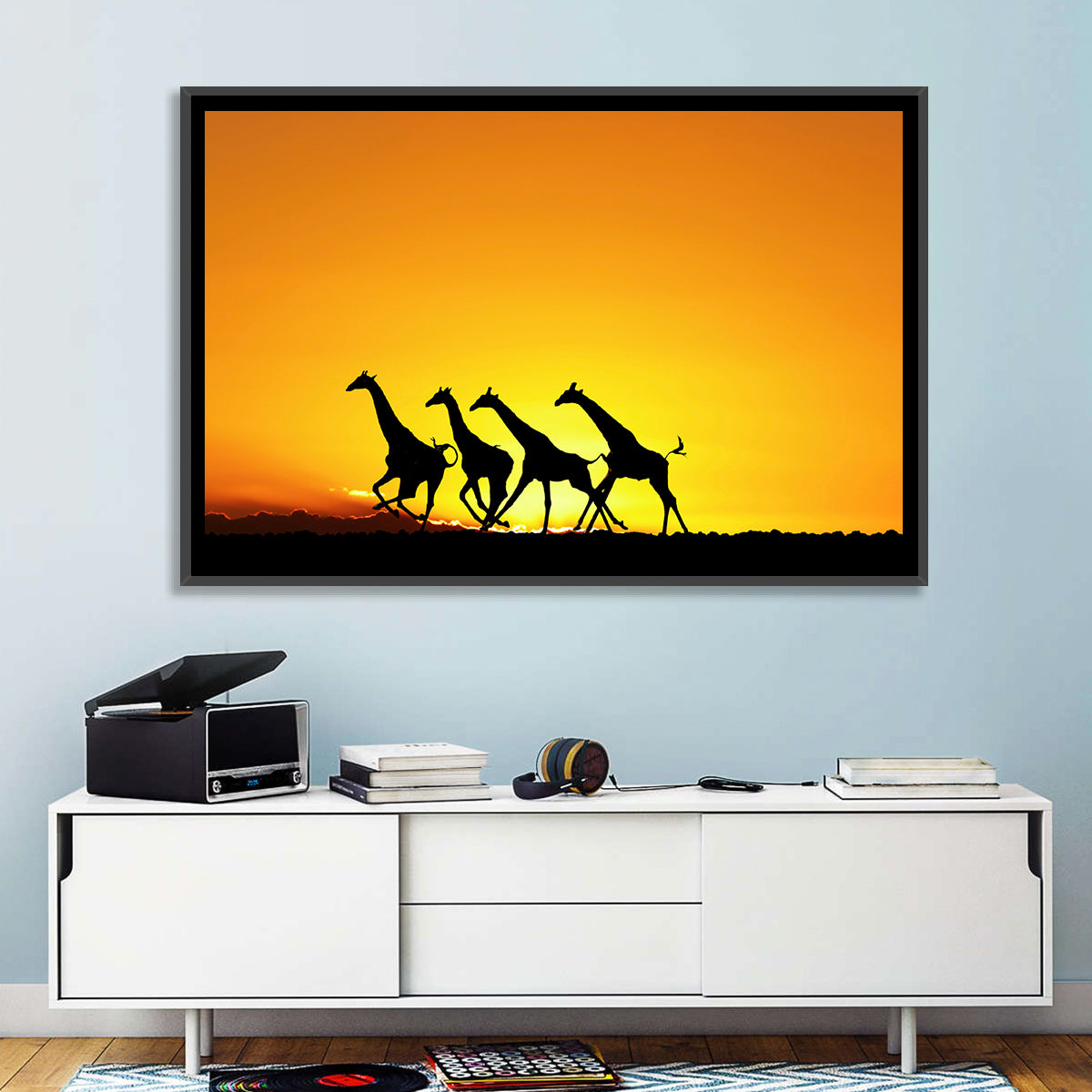 Savanna Giraffes at Sunset Wall Art