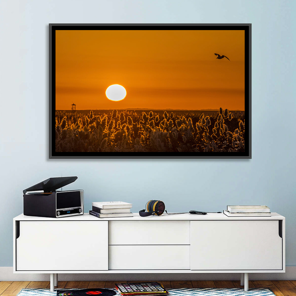 Golden Sunrise Over Reeds Wall Art
