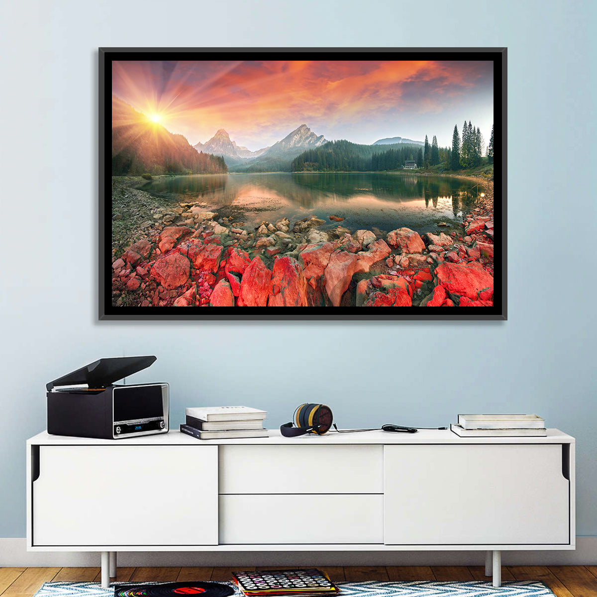 Obersee Sunrise Over Red Rocks Wall Art