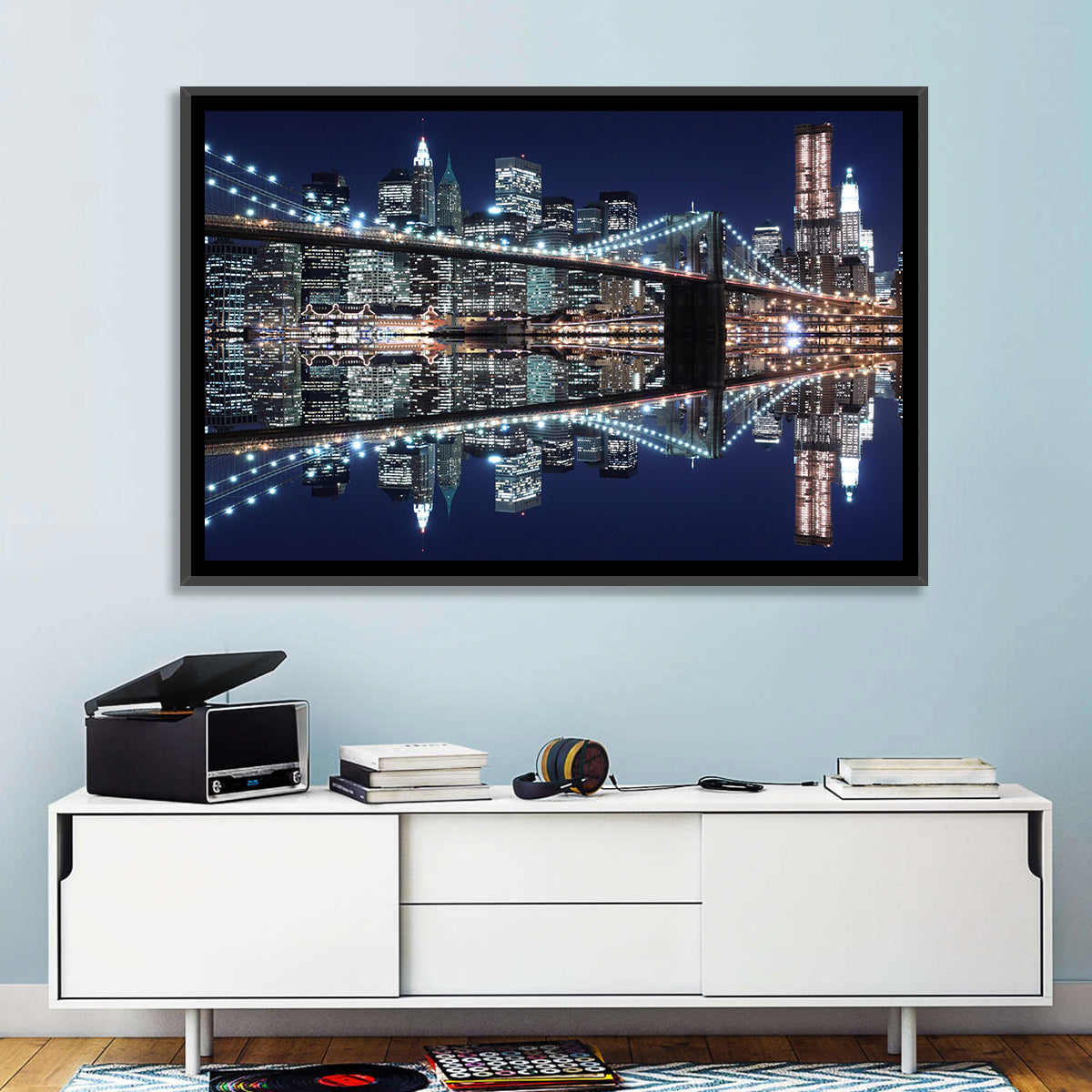 Brooklyn Bridge Symphony at Night Wall Art
