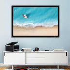 Centered Sailboat Over Turquoise Sea Wall Art