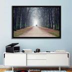 Foggy Tree Lined Walkway in Autumn Wall Art