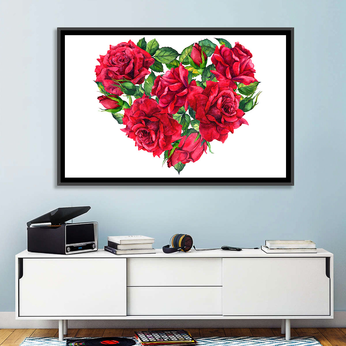 Watercolor Rose Heart Wall Art