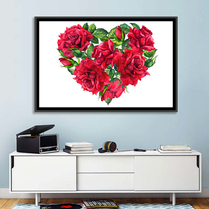 Watercolor Rose Heart Wall Art