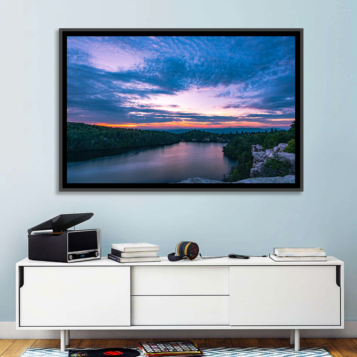 Lake Minnewaska Sunset Wall Art in a room, landscape