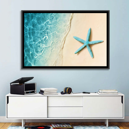 Blue Starfish on Sandy Beach Wall Art