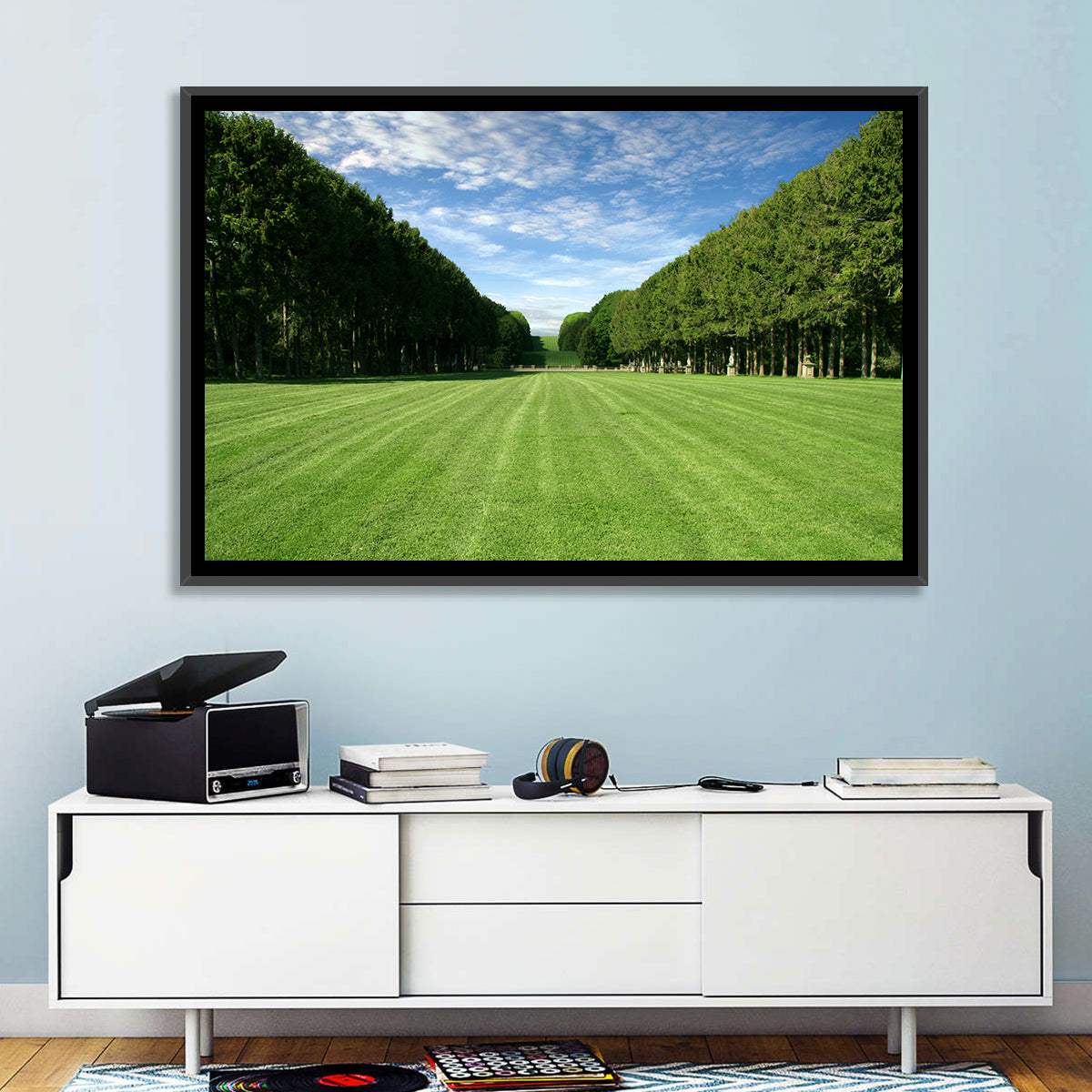 Tree-lined Manicured Lawn Wall Art in a room, landscape