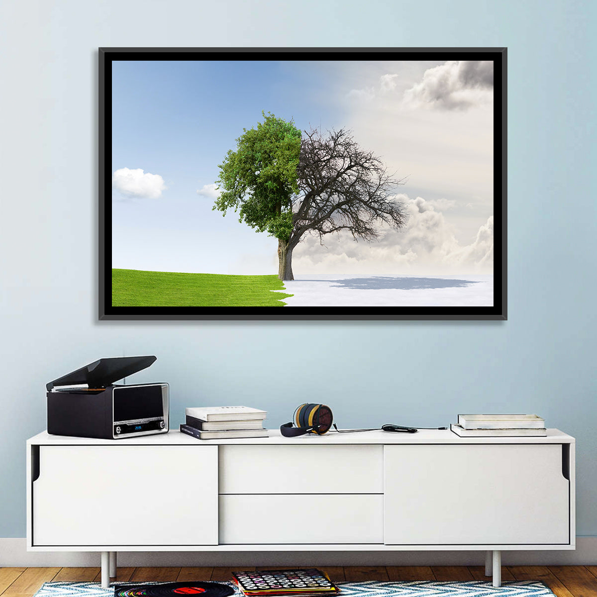 Summer to Winter Split Tree Wall Art
