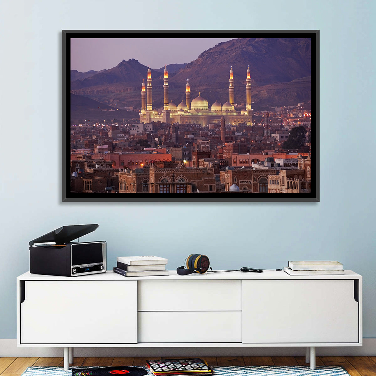 Al-saleh Mosque at Dusk Wall Art in a room, landscape