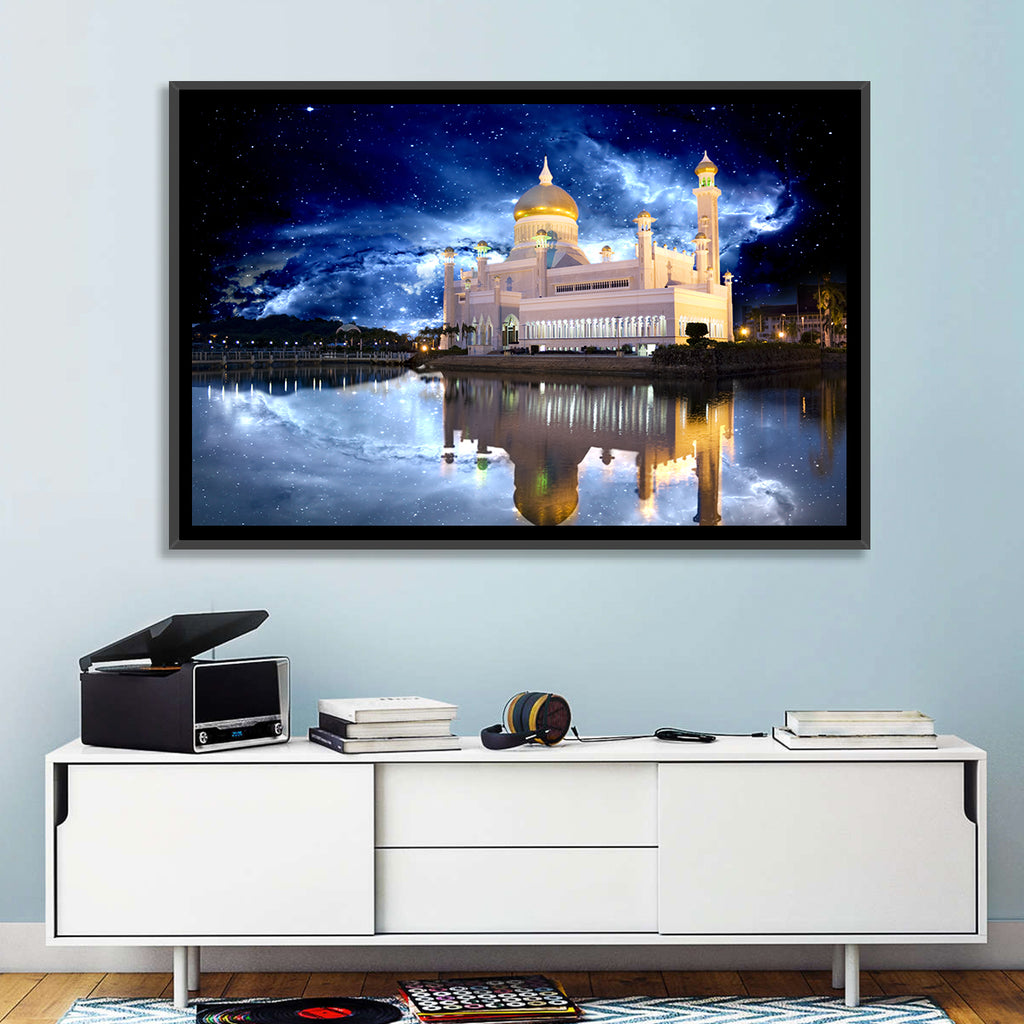 Omar Ali Saifuddien Mosque at Night Wall Art