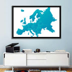 Teal Gradient Europe Map Wall Art