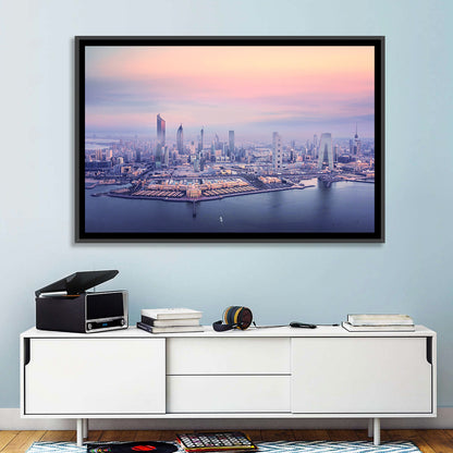 Kuwait City Twilight Skyline Wall Art