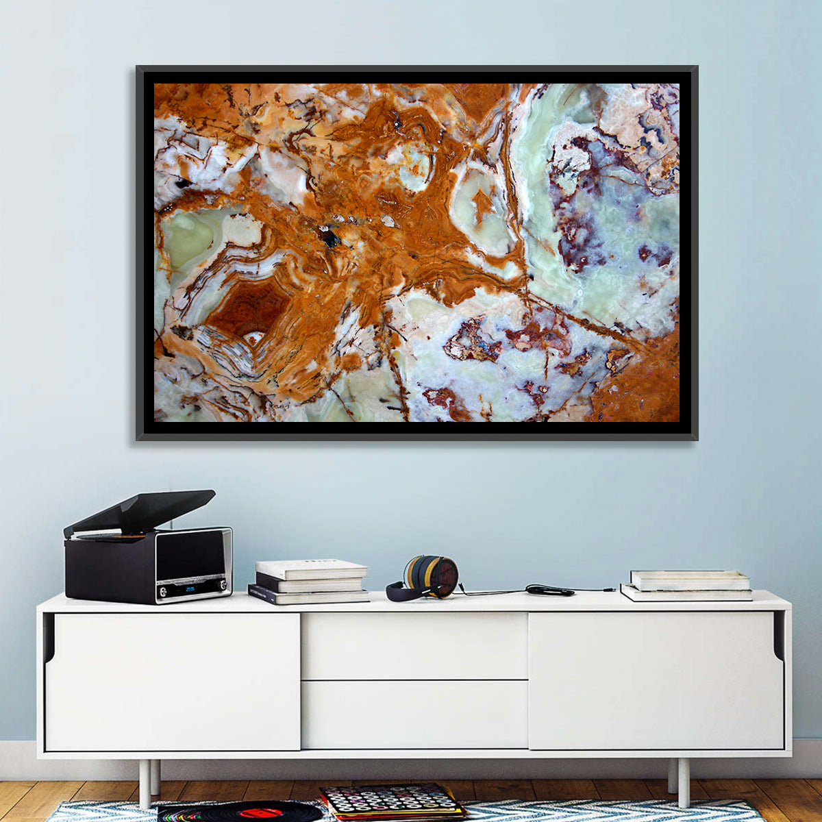Onyx Texture Abstract Wall Art in a room, landscape