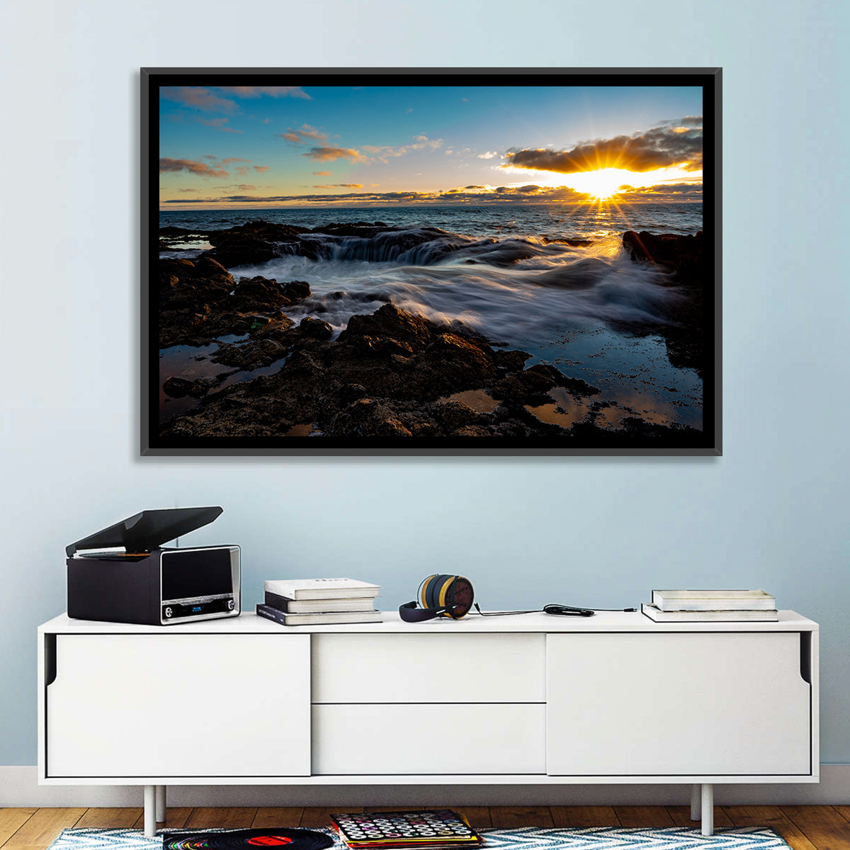Thor's Well Sunset, Oregon Coast Wall Art in a room, landscape