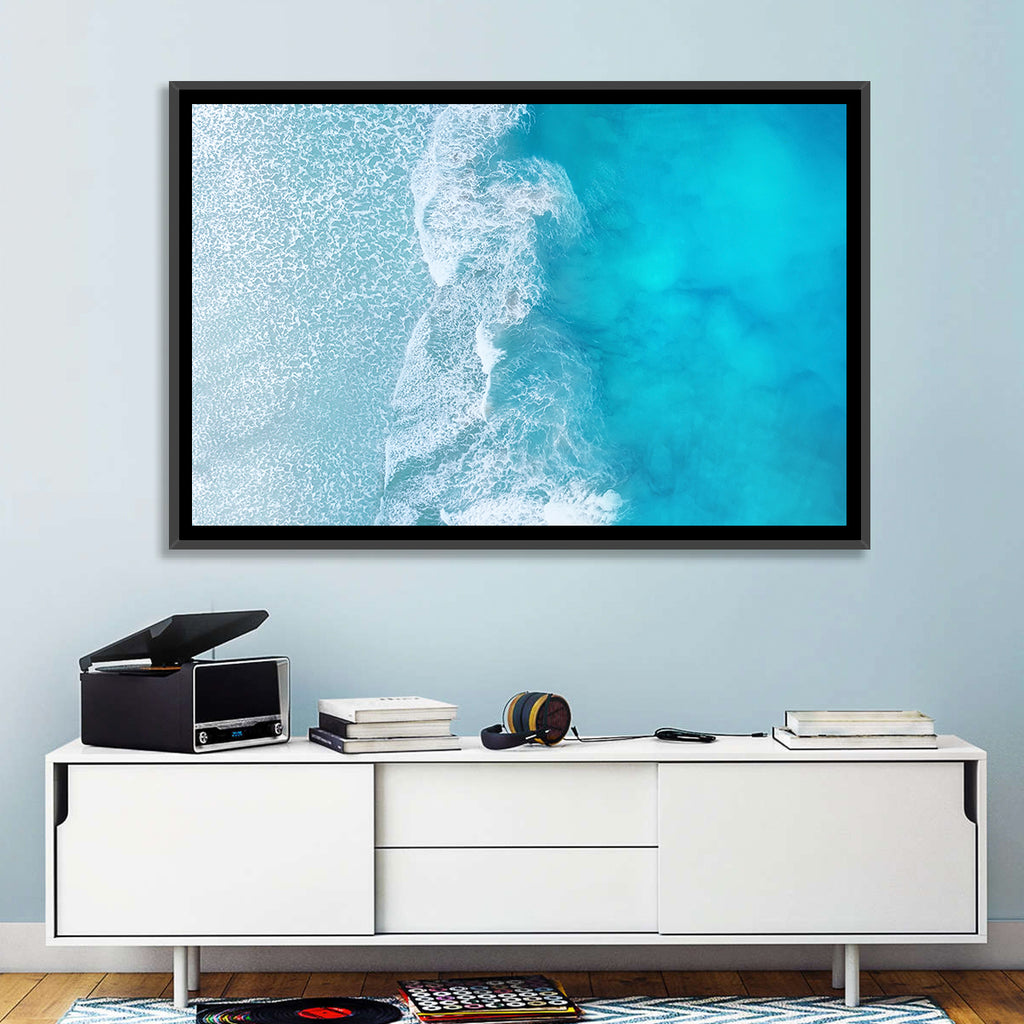 Turquoise Aerial Ocean Waves Wall Art