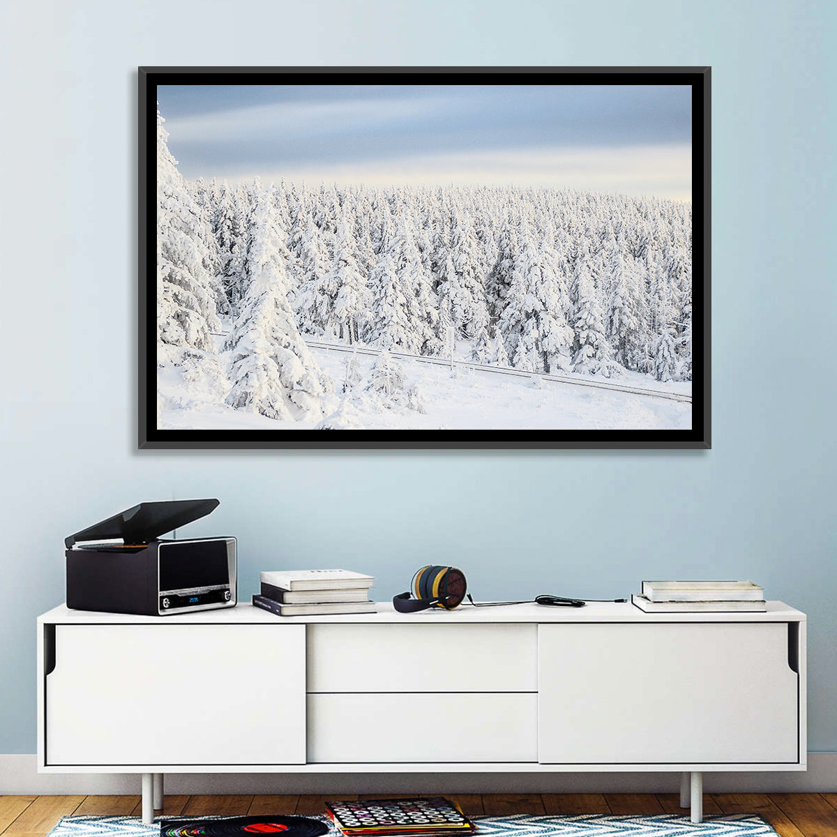 Snowy Forest Railway Tracks Wall Art