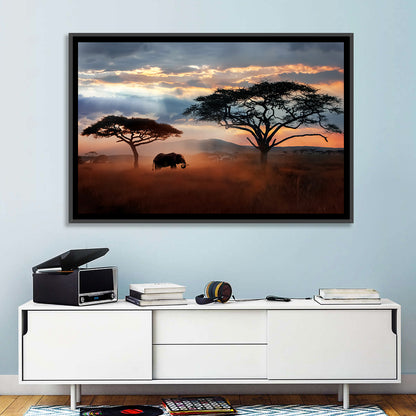 Savanna Elephant at Sunset Wall Art