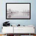 Frozen River Reflection in Winter Fog Wall Art