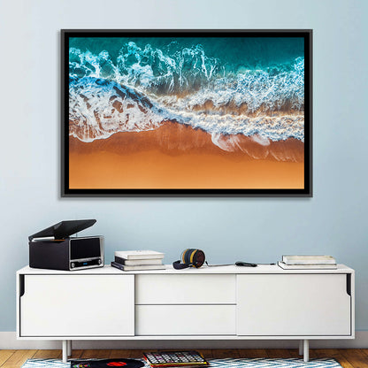 Sandy Beach Sea Waves Wall Art