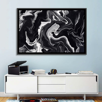 Flowing Black Marble Abstract Wall Art