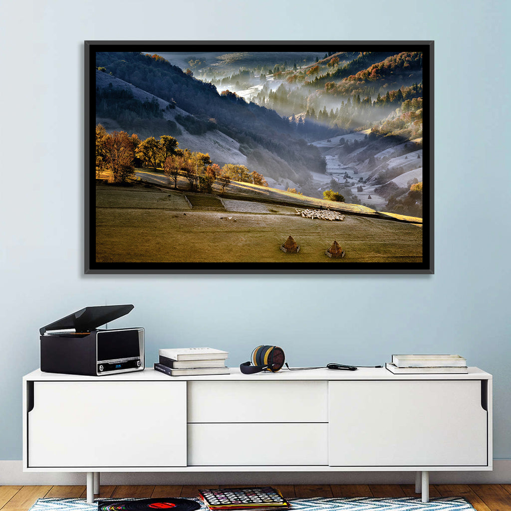 Mountain Village in Morning Mist Wall Art