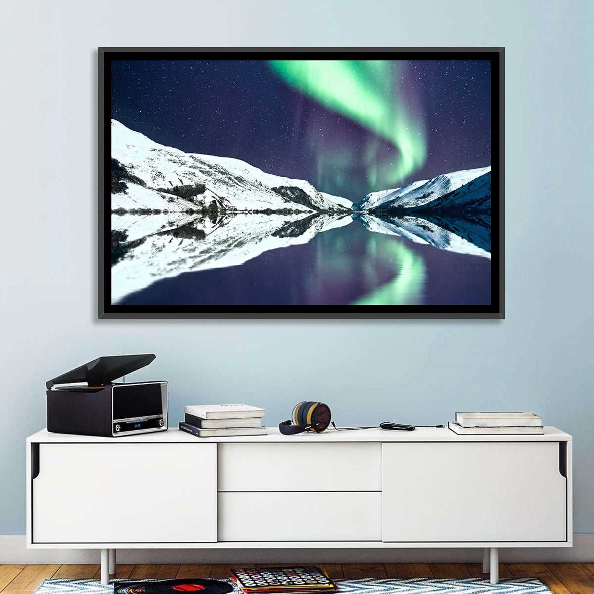 Emerald Aurora Over Mirror Lake Wall Art